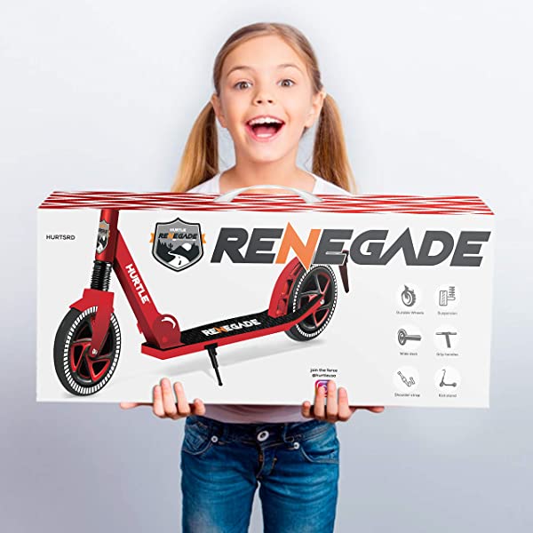 Hurtle Scooter – Scooter for Teenager – Kick Scooter – 2 Wheel Scooter with Adjustable T-Bar Handlebar – Folding Adult Kick Scooter with Alloy Anti-Slip Deck Pink