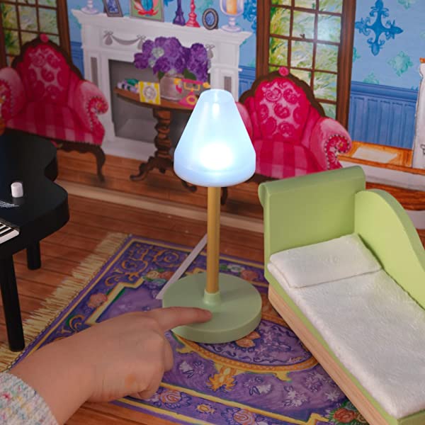My Dreamy Wooden Dollhouse with Lights and Sounds, Elevator and 14 Accessories, Gift for Ages 3+