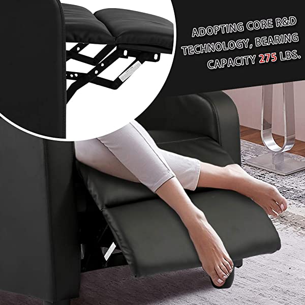 Recliner Chair for Living Room Massage Recliner Sofa Reading Chair Winback Single Sofa Home Theater Seating Modern Reclining Chair Easy Lounge with PU Leather Padded Seat Backrest (Brown)