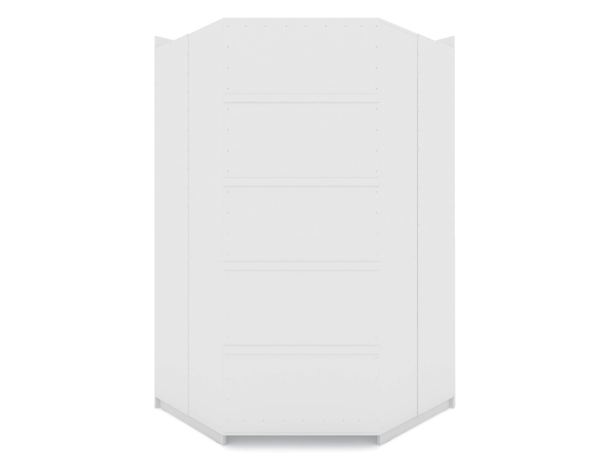 【Furniture】Rockefeller Ultra Modern 2 Door Open Corner Bedroom Closet with Hanging Rods, 65.91