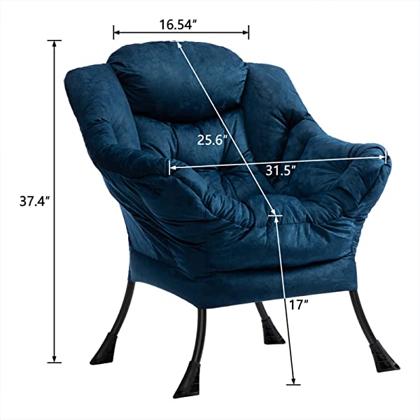 AbocoFur Modern Large Cotton Fabric Lazy Chair,Accent Contemporary Lounge Chair, Single Steel Frame Leisure Sofa Chair with Armrests and A Side Pocket, Beige
