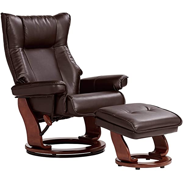Newport Taupe Swivel Recliner and Slanted Ottoman