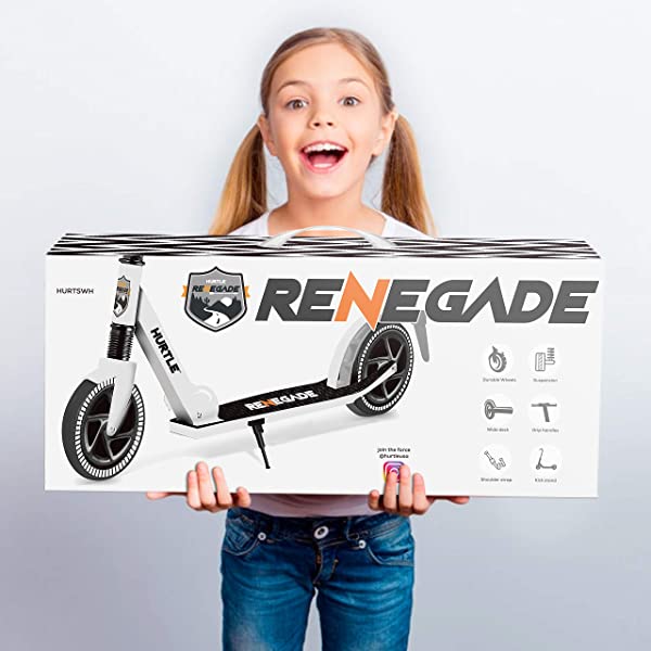 Hurtle Scooter – Scooter for Teenager – Kick Scooter – 2 Wheel Scooter with Adjustable T-Bar Handlebar – Folding Adult Kick Scooter with Alloy Anti-Slip Deck Pink