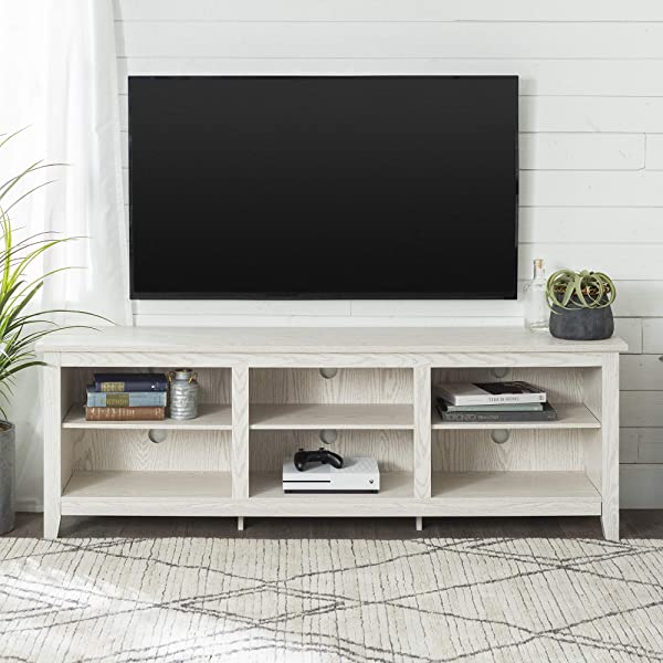 Walker Edison Wren Classic 4 Cubby TV Stand for TVs up to 65 Inches, 58 Inch, Black Black 58 InchTV Stand