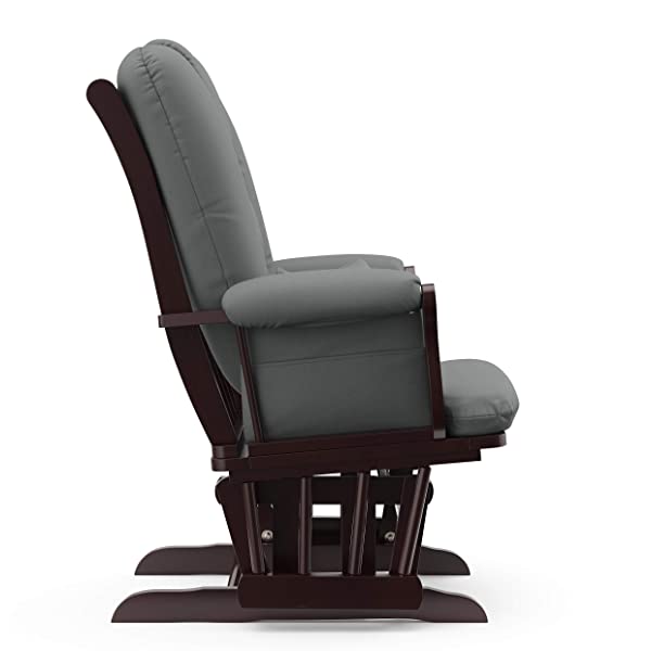 Storkcraft Tuscany Custom Glider and Ottoman with Free Lumbar Pillow, Black/Grey, Cleanable Upholstered Comfort Rocking Nursery Chair with Ottoman Black/Gray