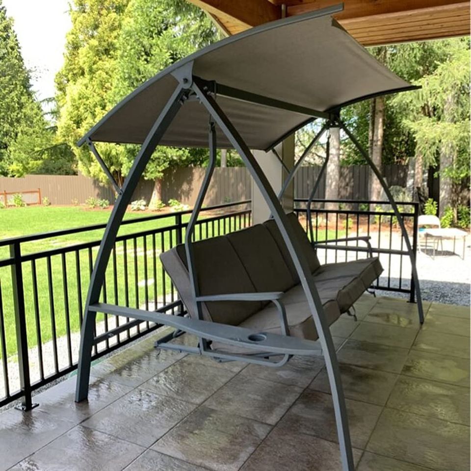 3 Person Patio Swinging Bench Chair 3-Seat Daybed Porch Swing Seater Outdoor