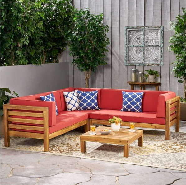 Seaham Solid Wood 5-Seat Group with Cushion
