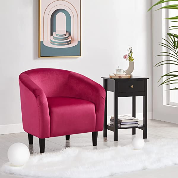 Yaheetech Set of 2 Modern Style Accent Barrel Chair Upholstered Chair Arm Chair Club Chair for Living Room Bedroom Reception Room Office Ivory