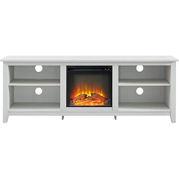 Walker Edison Wren Classic 4 Cubby TV Stand for TVs up to 65 Inches, 58 Inch, Black Black 58 InchTV Stand