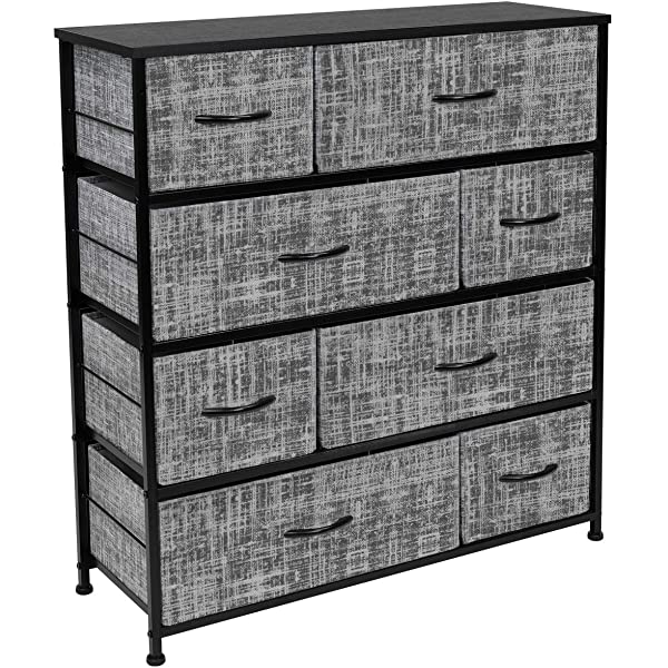 Sorbus Dresser with 8 Drawers - Furniture Storage Chest Tower Unit for Bedroom, Hallway, Closet, Office Organization - Steel Frame, Wood Top, Easy Pull Fabric Bins (White)