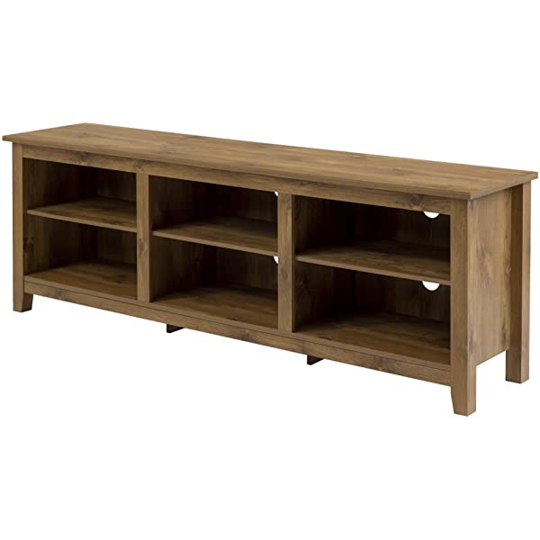 Walker Edison Wren Classic 4 Cubby TV Stand for TVs up to 65 Inches, 58 Inch, Black Black 58 InchTV Stand