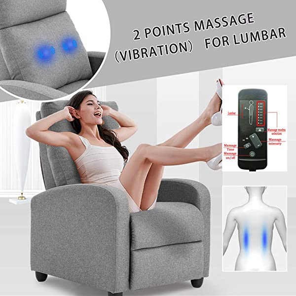 Recliner Chair for Living Room Massage Recliner Sofa Reading Chair Winback Single Sofa Home Theater Seating Modern Reclining Chair Easy Lounge with PU Leather Padded Seat Backrest (Brown)