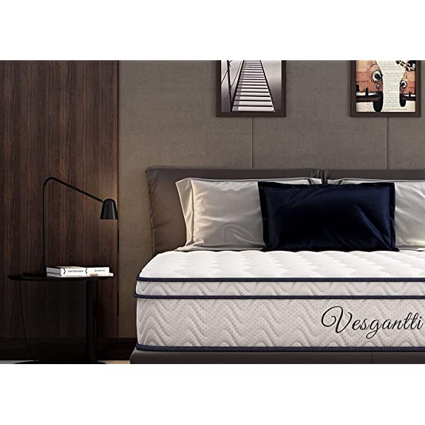 Vesgantti 10.2 Inch Twin XL Multilayer Hybrid Mattress, Bed in a Box, Medium Firm Plush Feel- Memory Foam and Pocket Spring - CertiPUR-US Certified/10 Year Guaranty Twin XL 10.2 Inch