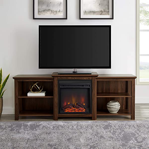 Walker Edison Wren Classic 4 Cubby TV Stand for TVs up to 65 Inches, 58 Inch, Black Black 58 InchTV Stand