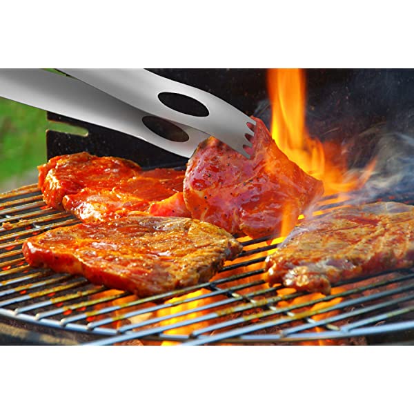 Home-Complete HC-1000 BBQ Accessories – 16PC Grill Set with Spatula, Tongs, Skewers, Case – Barbecue Tools for Father’s Day, Wedding, Anniversary, 16 Piece, Silver Steel 16-Piece