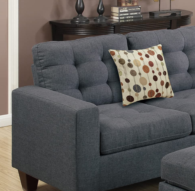 Poundex Bobkona Soft Bonded Leather 4 Piece Sectional with Ottoman Set (F6934), Espresso