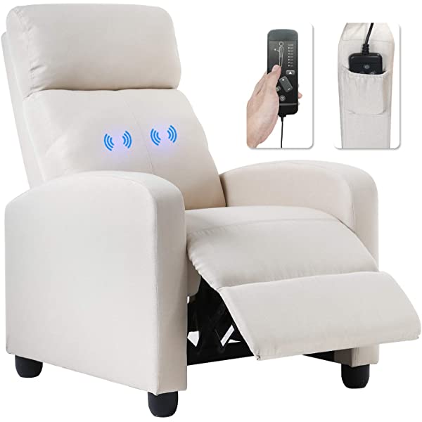 Recliner Chair for Living Room Massage Recliner Sofa Reading Chair Winback Single Sofa Home Theater Seating Modern Reclining Chair Easy Lounge with PU Leather Padded Seat Backrest (Brown)
