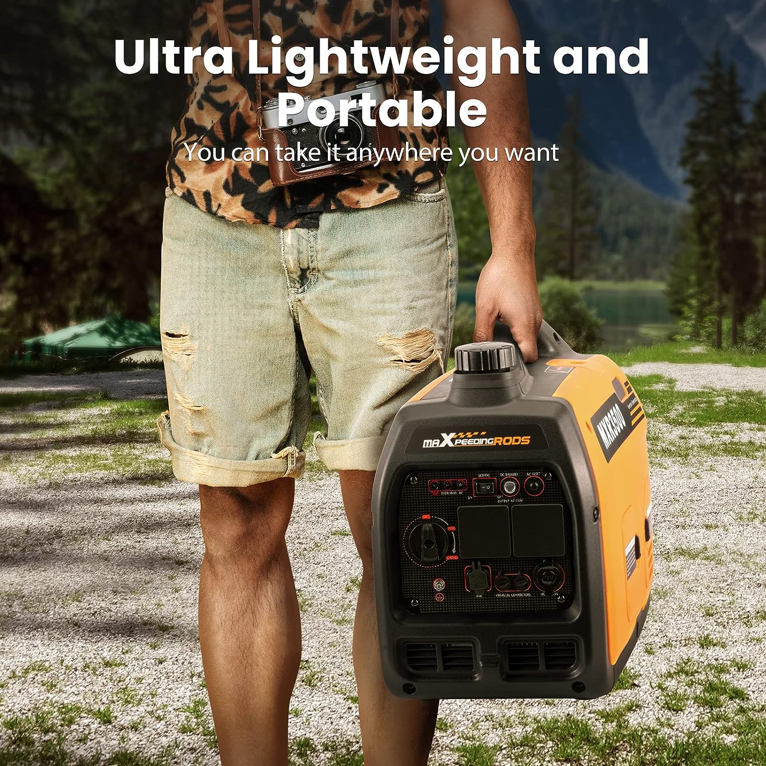 maXpeedingrods 3300W Portable Inverter Generator Gasoline Silent Pure Sine Wave Generator