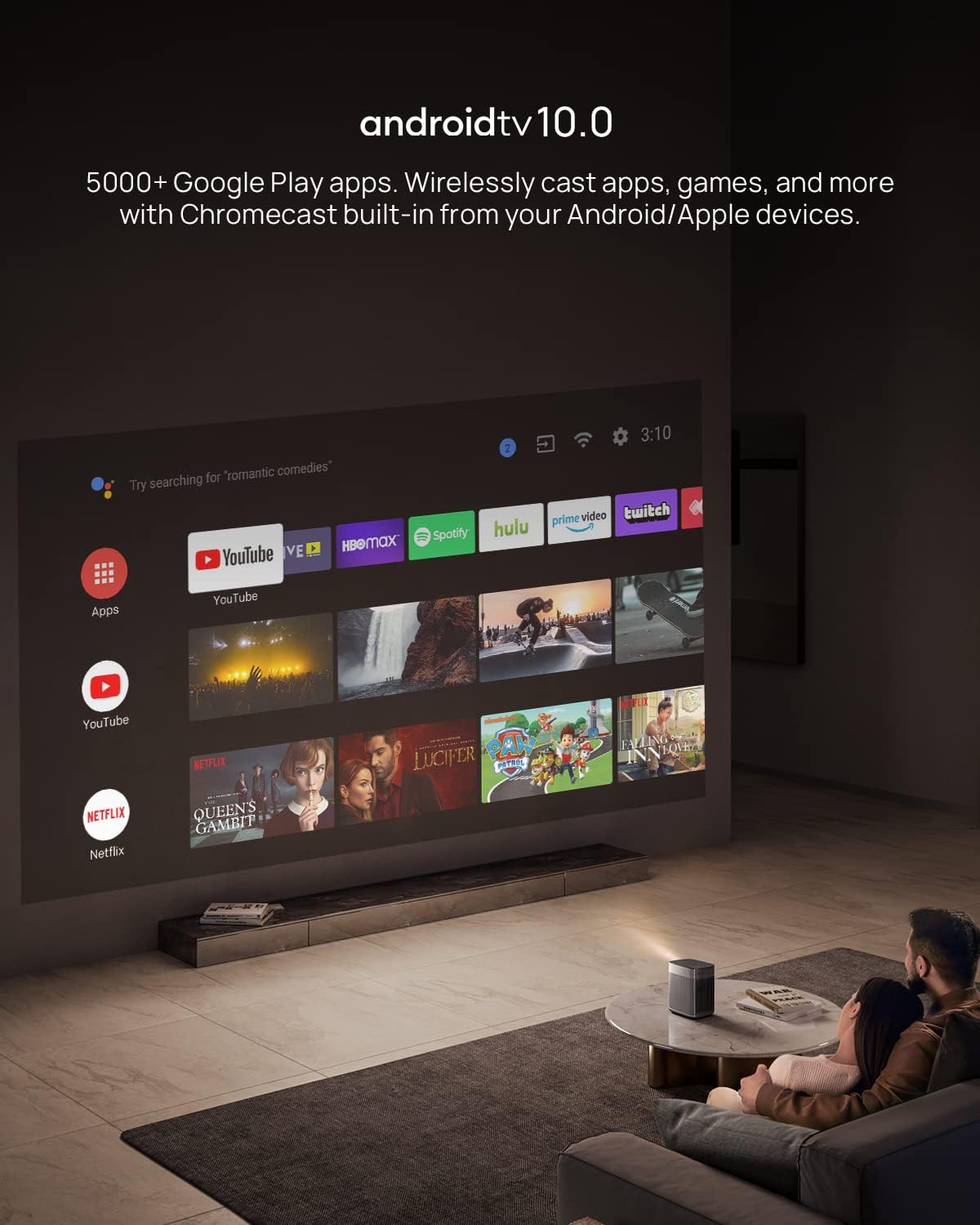 XGIMI Halo+ 1080P Portable Projector, 4K Input Supported, 700 ISO Lumens with Integrated Harman Kardon Speaker, Auto Focus&Keystone,ISA Technology, Android TV 10.0, Wireless Casting WiFi Bluetooth