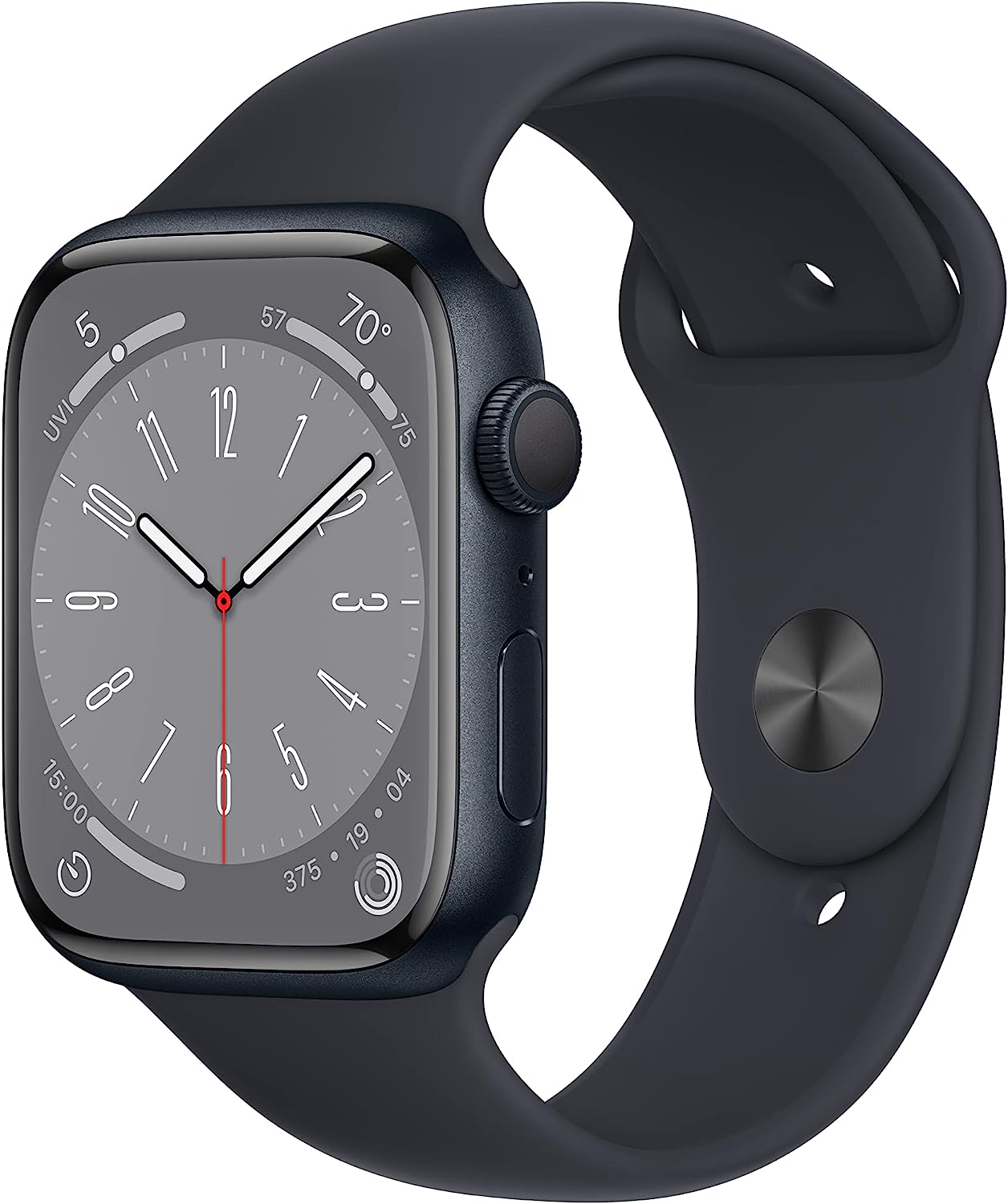 Apple Watch Series 8 (GPS) Smartwatch - (Product) Aluminum Case with (Product) Sport Band - Regular. Fitness tracker, blood oxygen and EKG app, waterproof