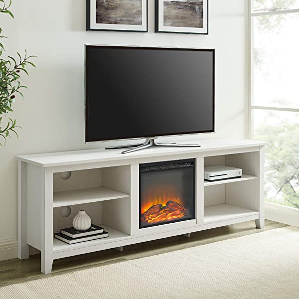 Walker Edison Wren Classic 4 Cubby TV Stand for TVs up to 65 Inches, 58 Inch, Black Black 58 InchTV Stand