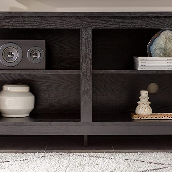Walker Edison Wren Classic 4 Cubby TV Stand for TVs up to 65 Inches, 58 Inch, Black Black 58 InchTV Stand