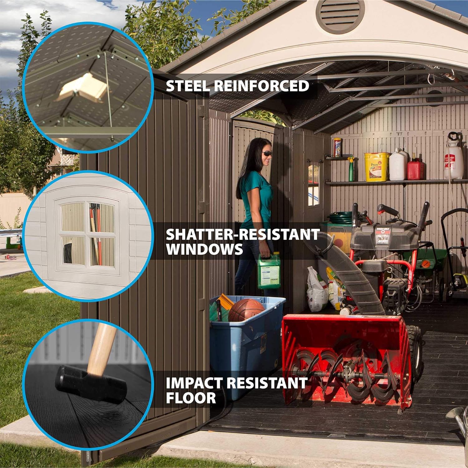 Lifetime 60079 Outdoor Storage Shed, Desert Sand, 15 x 8 ft - Double Door