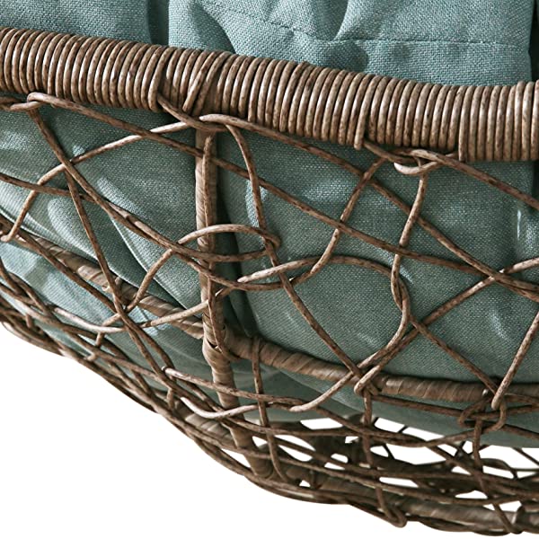 Ulax Furniture Outdoor Wicker Hanging Chair Swing, Patio Hanging Basket Swing Chair with Hanging Steel Chain (Beige)