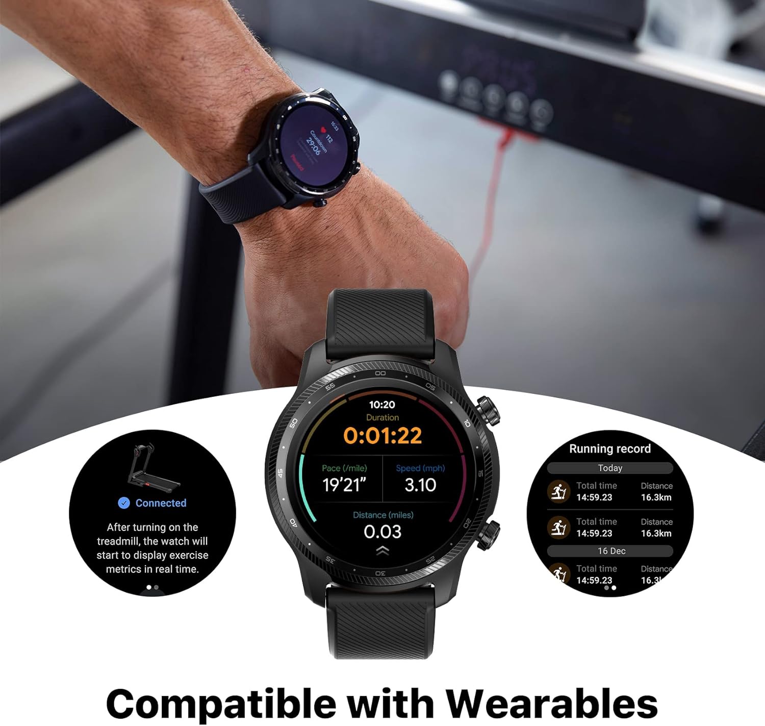 Mobvoi Home Treadmill Pro, Foldable Treadmill for Home, Compatible with Smartwatches, Virtual Training Trails, Running and Walking Workout Modes, Bluetooth Speaker, Remote Control, Fitness Exercise