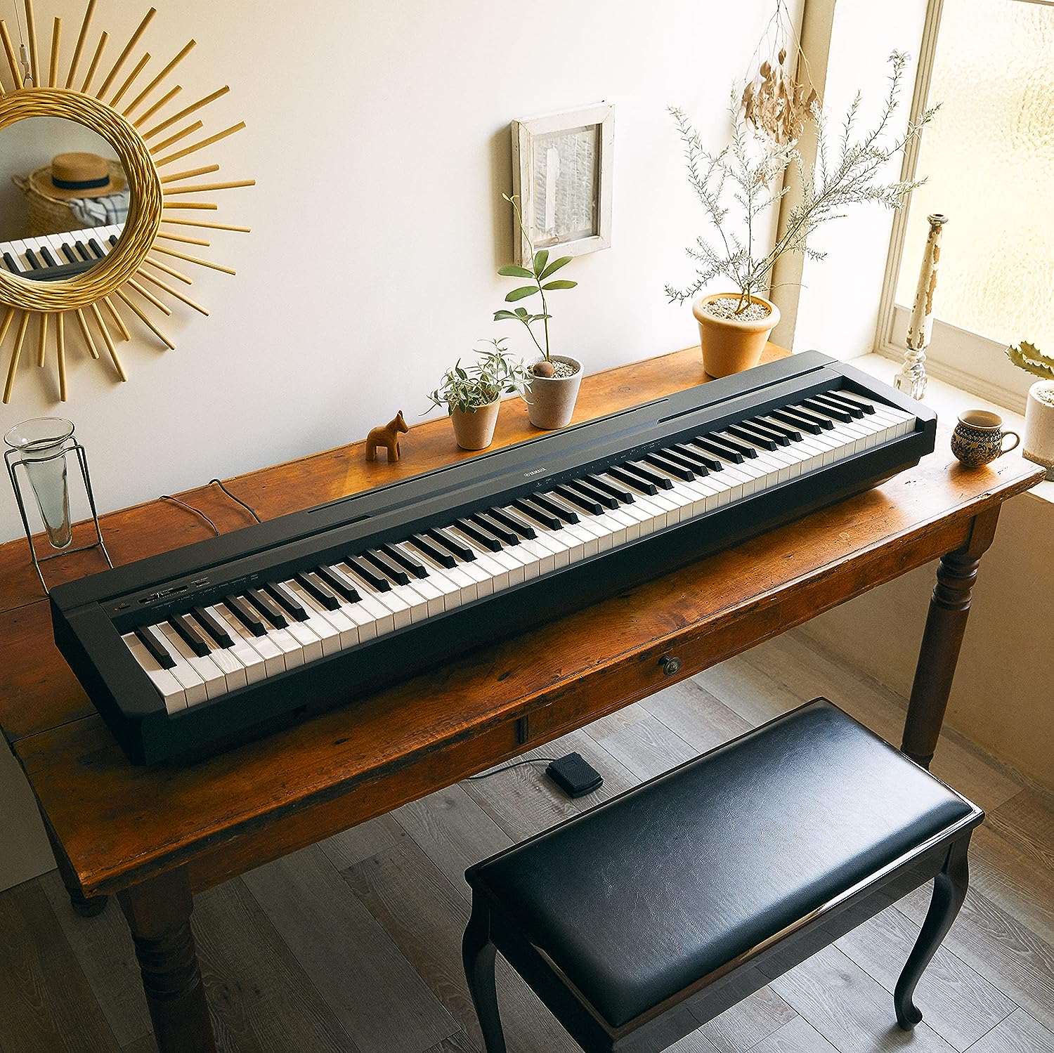 YAMAHA P-45B Digital Piano - Light and Portable Piano for Hobbyists and Beginners, in Black