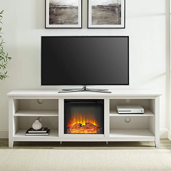 Walker Edison Wren Classic 4 Cubby TV Stand for TVs up to 65 Inches, 58 Inch, Black Black 58 InchTV Stand