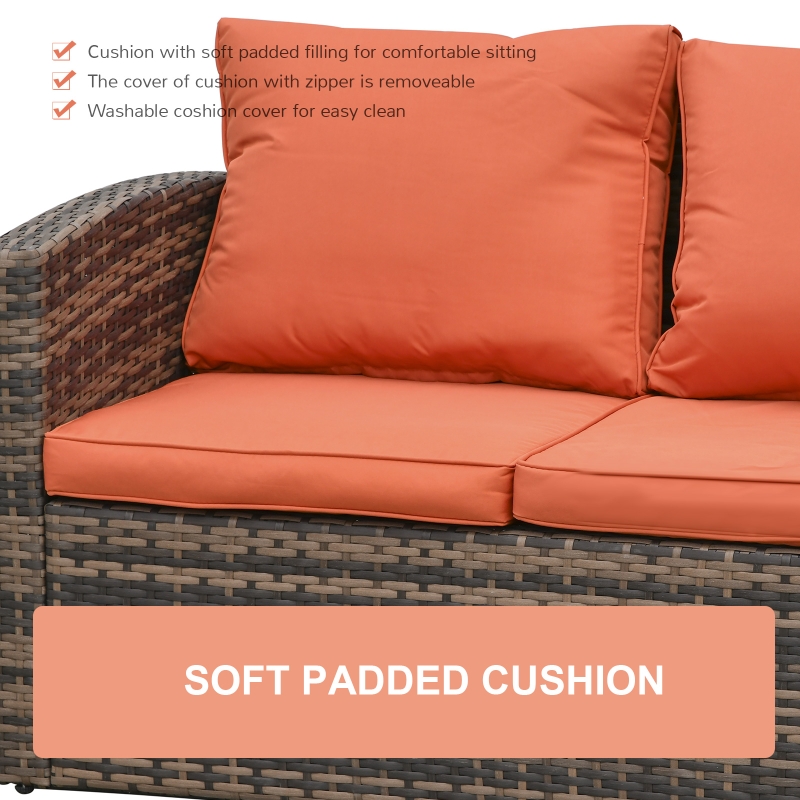 【Furniture】6 PCS Outdoor Patio Furniture Sets, PE Rattan Wicker Sofa Furniture Conversation Sets