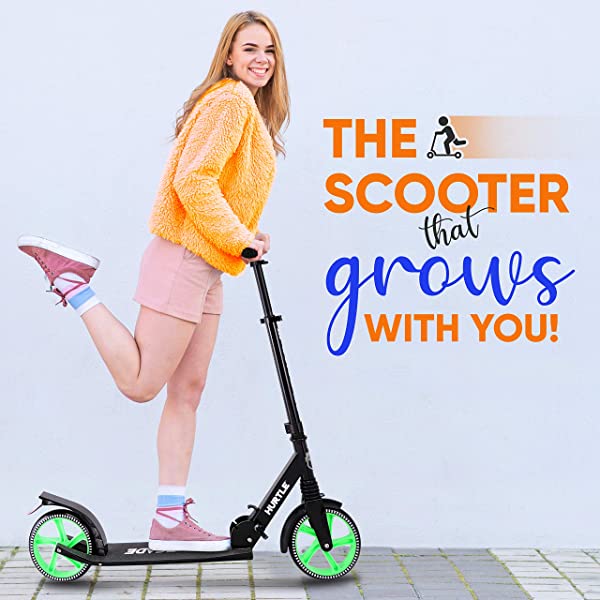Hurtle Scooter – Scooter for Teenager – Kick Scooter – 2 Wheel Scooter with Adjustable T-Bar Handlebar – Folding Adult Kick Scooter with Alloy Anti-Slip Deck Pink