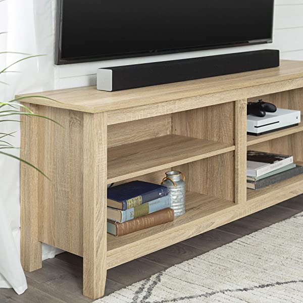Walker Edison Wren Classic 4 Cubby TV Stand for TVs up to 65 Inches, 58 Inch, Black Black 58 InchTV Stand