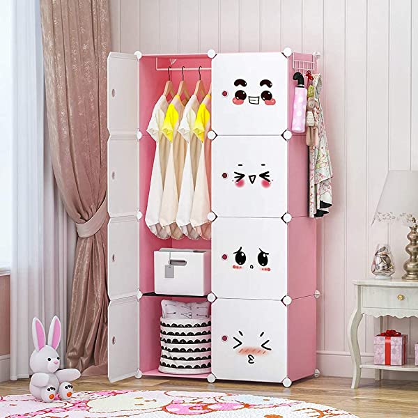 YOZO Cube Storage Organzier Portable Closet Wardrobe Bedroom Dresser (71x14x71 inches) Portable Closet Cube Shelf Armoire Pantry Cabinet, 25 Cubes, Blue 25Cubes Blue
