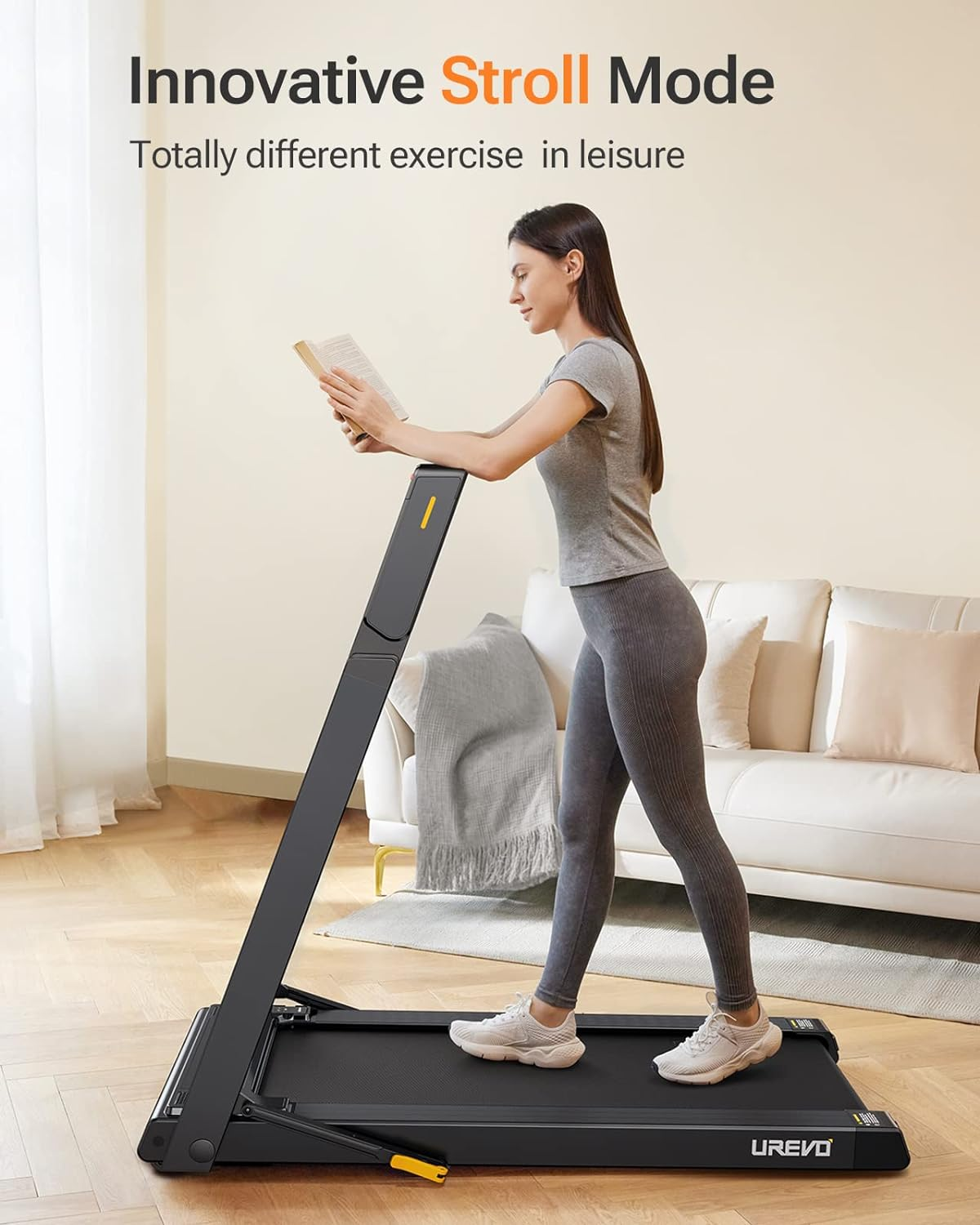 UREVO 3 in 1 Under Desk Treadmill with Stroll Mode, Install Free Foldable Treadmill for Office with Remote, Folding Treadmill in 2s Folding