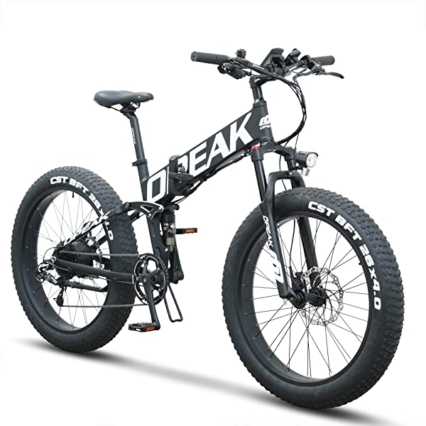 Opeak Ebike Foldable Electric Bike 750W High Speed Motor, 12AH Removable 48V Ebike Battery, 8 Speed, 26’’4.0 Fat Tire Electric Bike Folding Ebikes for Adults, E Bikes for Women and Men UNIK - white