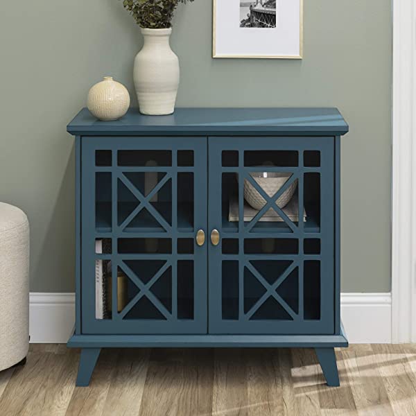 Walker Edison Charlotte Classic Glass Door Storage Buffet, 52 Inch, Espresso Espresso 52 Inch