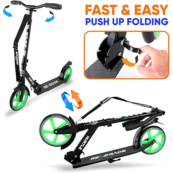 Hurtle Scooter – Scooter for Teenager – Kick Scooter – 2 Wheel Scooter with Adjustable T-Bar Handlebar – Folding Adult Kick Scooter with Alloy Anti-Slip Deck Pink