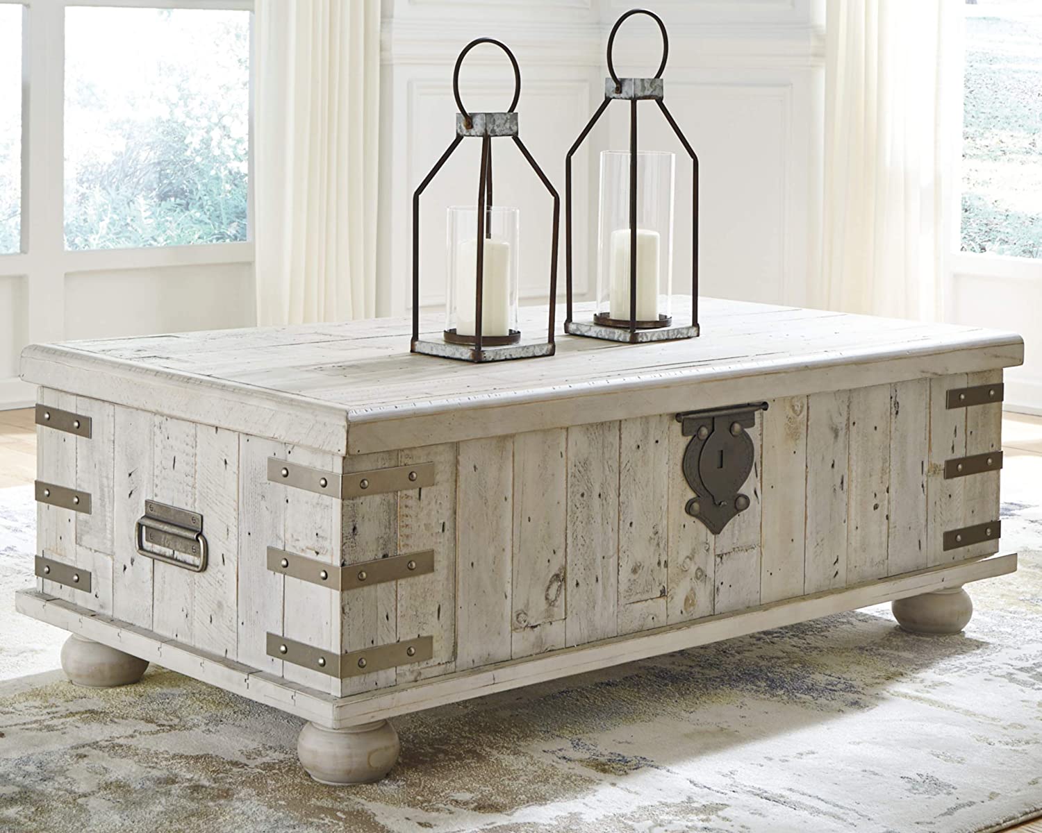 【Furniture】Delmar Modern Farmhouse Lift Top Coffee Tables, Black