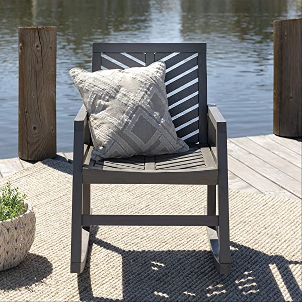 Walker Edison 5 Person Outdoor Wood Chevron Patio Furniture Dining Set Table Chairs Bench All Weather Backyard Conversation Garden Poolside Balcony, 4 Piece, Brown Brown 4 Piece Dining Set