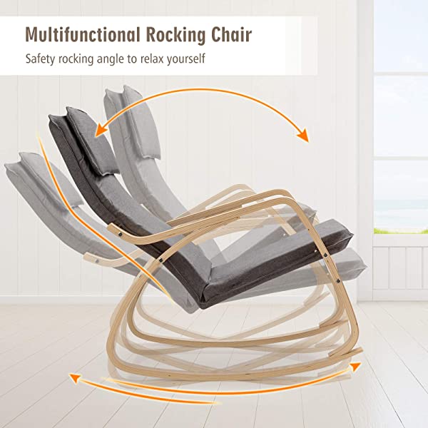 Giantex Rocking Chair with Removable Upholstered Cushion, Stable Wooden Frame Relaxing Modern Leisure Armchair Suitable for Living Room, Bedroom, Balcony, Nursery Room Ergonomic Chair(1, Beige) 1 Beige