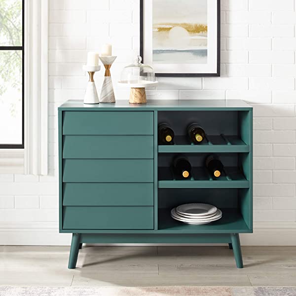 Walker Edison Charlotte Classic Glass Door Storage Buffet, 52 Inch, Espresso Espresso 52 Inch
