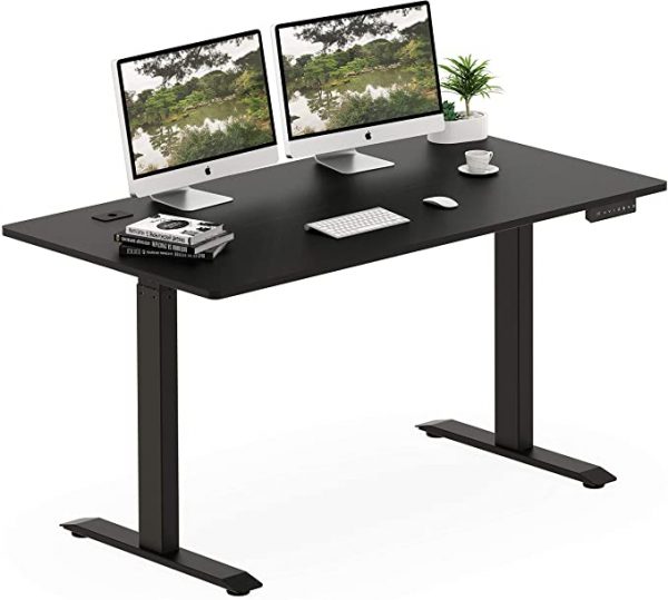 SHW 55-inch (approximately 143.1 cm) large electric height-adjustable vertical table, 137.1 x 71.4 cm, oak color