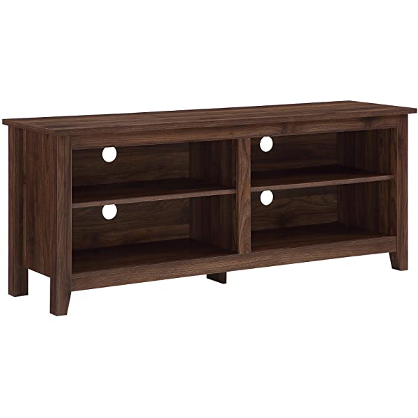 Walker Edison Wren Classic 4 Cubby TV Stand for TVs up to 65 Inches, 58 Inch, Black Black 58 InchTV Stand