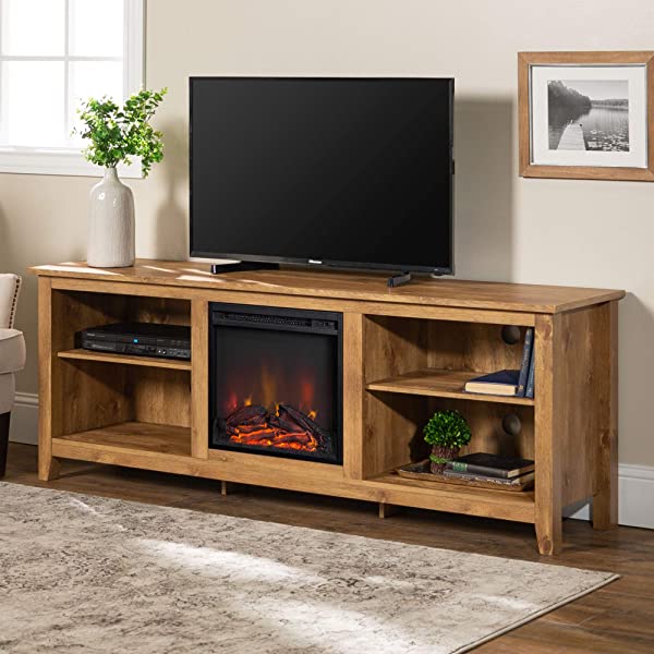 Walker Edison Wren Classic 4 Cubby TV Stand for TVs up to 65 Inches, 58 Inch, Black Black 58 InchTV Stand