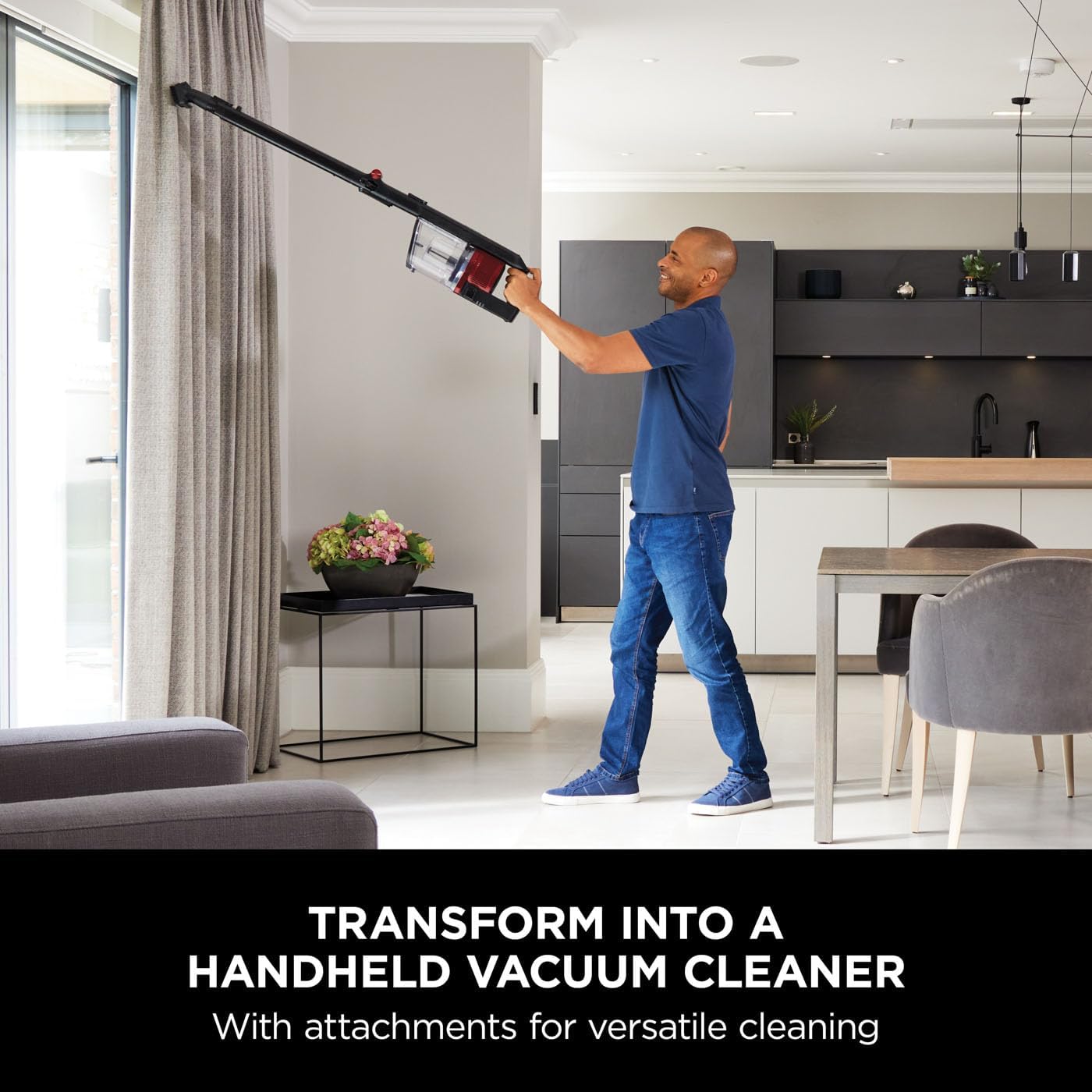 Shark Cordless Stick Vacuum Cleaner, Anti Hair Wrap, 60 Minute Run Time Battery, Flexible DuoClean Vacuum with Car Kit, Pet Tool, Multi-Surface & Crevice Tools, Black & Red, IZ300UKTSB